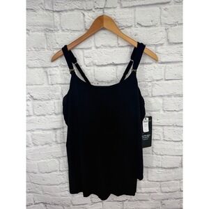 Miraclesuit Black Razzle Dazzle DD Cup Swim Tankini Top Size 16 Swimsuit Vacay